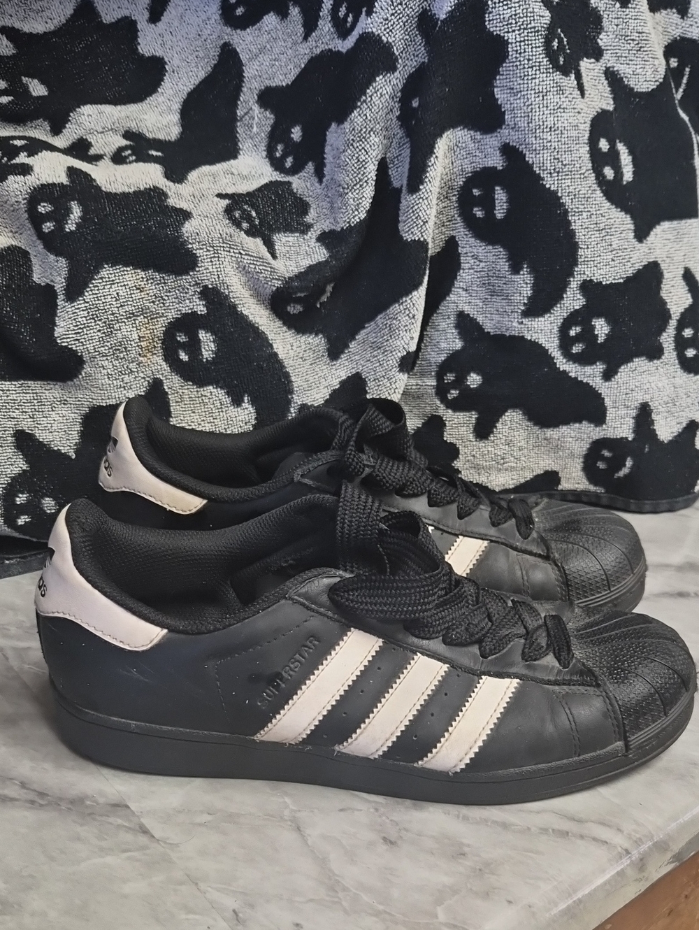 ​👟 Adidas Originals Superstar Black & White Shell Toe Sneakers - Phat Laces